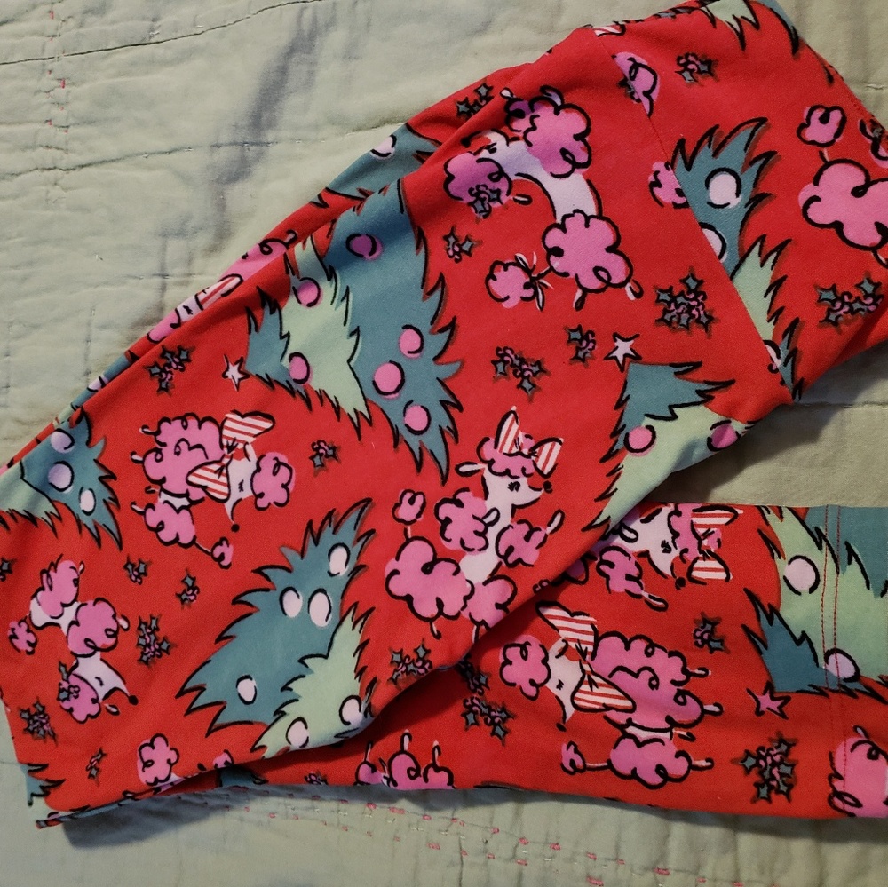 Lularoe Poodle Christmas Tree tween leggings